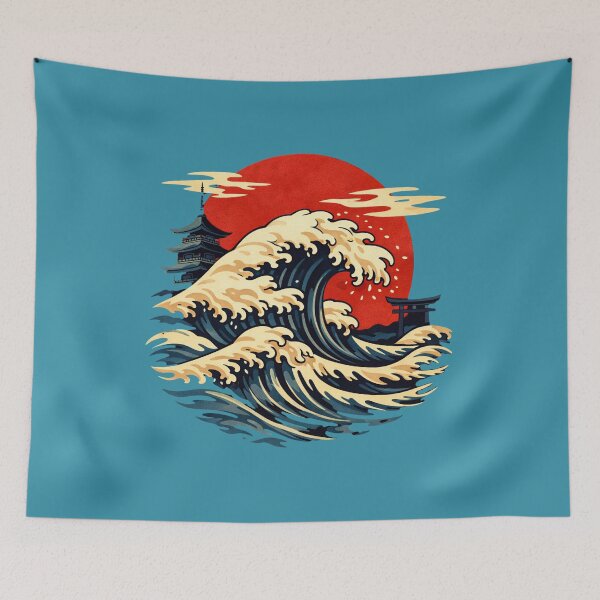 Item preview, Japanese Ukiyo-e Wave - Red Sunset designed and sold by Graphic Vibe Designs.