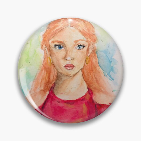 Item preview, Redhead Girl - Blue eyes portrait Ilustration  designed and sold by lilylightstudio.