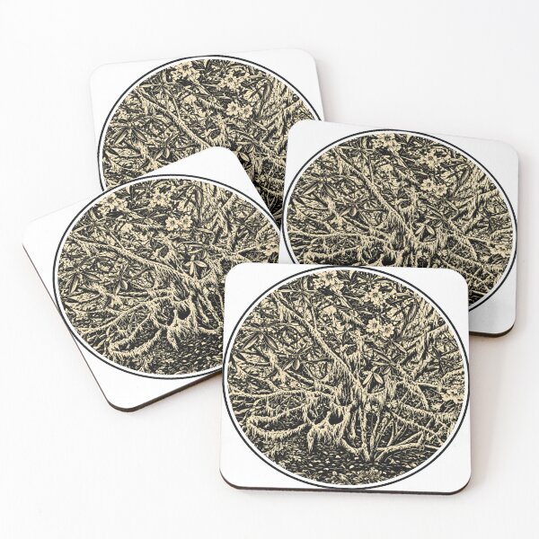 Item preview, Mossy Flowering Bush | Botanical Ink Art designed and sold by Linoluca.