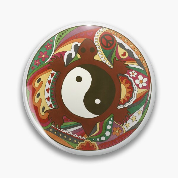 Item preview, Vintage Psychedelic Yin Yang Turtle Art White– Retro Hippie Rainbow Groovy Peace Design designed and sold by Kellie Espie Art.