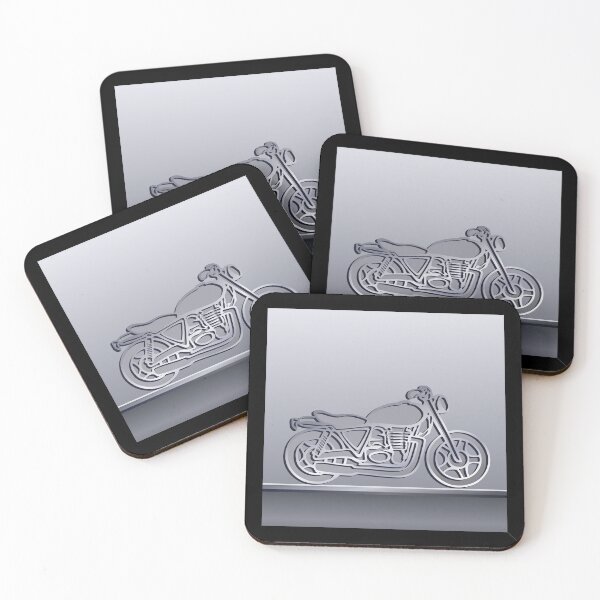 Item preview, Line Drawn Silver Grey Motorbike with Dark Grey Background designed and sold by Adamo-illustration.