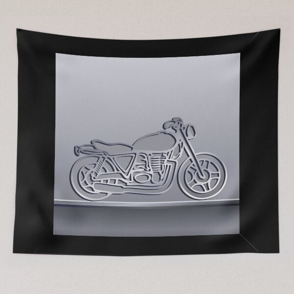 Item preview, Line Drawn Silver Grey Motorbike with Dark Grey Background designed and sold by Adamo-illustration.