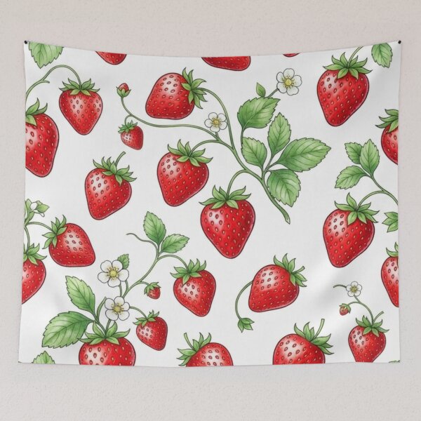 Item preview, Strawberry Botanical Pattern - Vibrant Fruit Art designed and sold by Golden Threads Studio.