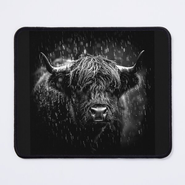 Item preview, Highland Cow in the Rain Black and White Portrait designed and sold by inkoutninja.