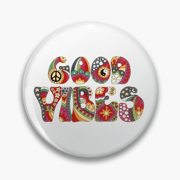 Item preview, Vintage Psychedelic Good Vibes Art White– Retro Hippie Rainbow Groovy Peace Design designed and sold by Kellie Espie Art.