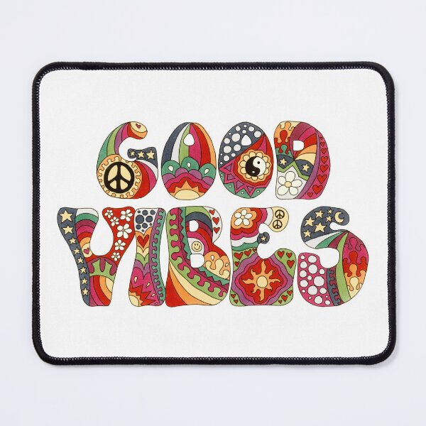 Item preview, Vintage Psychedelic Good Vibes Art White– Retro Hippie Rainbow Groovy Peace Design designed and sold by Kellie Espie Art.