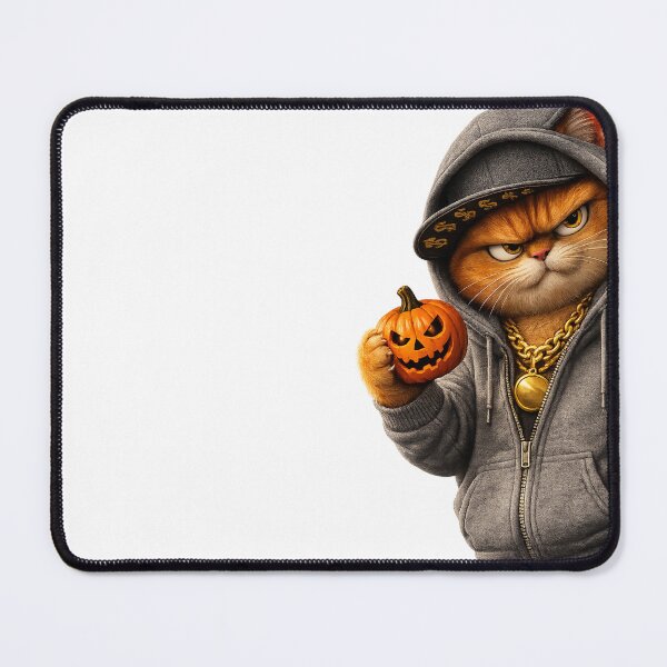 Item preview, Angry Orange Cat Holding Jack-o'-Lantern | Urban Halloween Cat Art designed and sold by Grump and Co.