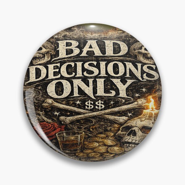 Item preview, Bad Decisions Only – Gothic Skull Tattoo Art | Dark Humor, Alternative & Macabre Design designed and sold by Alchemy Forge.
