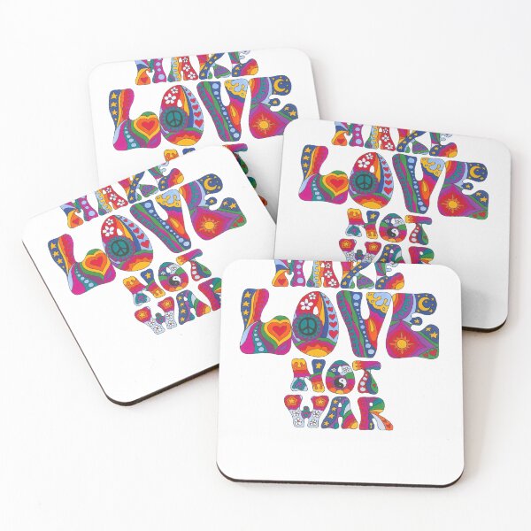 Item preview, Psychedelic Love Not War Art White– Retro Hippie Rainbow Groovy Peace Design designed and sold by Kellie Espie Art.