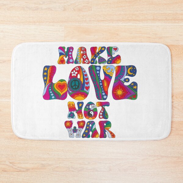Item preview, Psychedelic Love Not War Art White– Retro Hippie Rainbow Groovy Peace Design designed and sold by Kellie Espie Art.