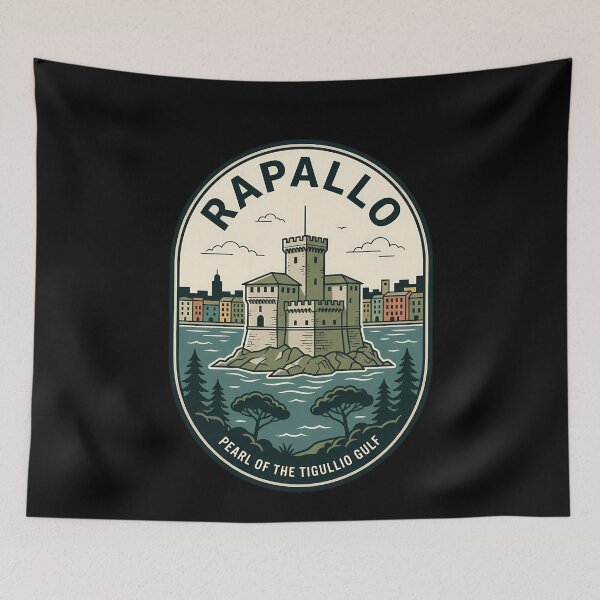 Item preview, Rapallo Italy Coastal Castle Vintage Travel Emblem designed and sold by k3rstman1.