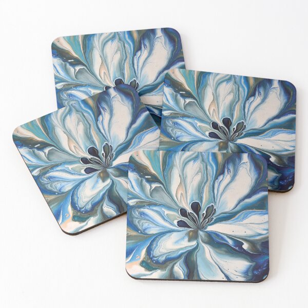 Item preview, Blue Green Fluid Art Abstract Flower designed and sold by daldadesign.