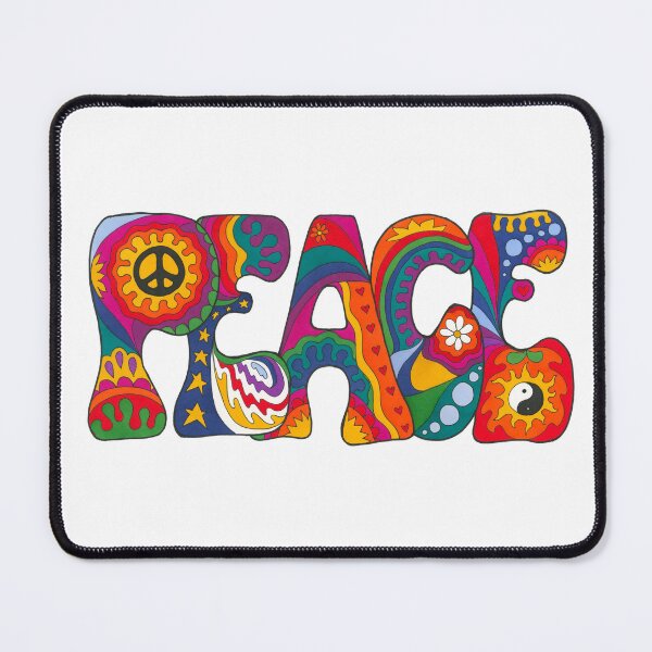 Item preview, Psychedelic Peace Word Art Light White – Retro Hippie Rainbow Groovy Peace Design designed and sold by Kellie Espie Art.