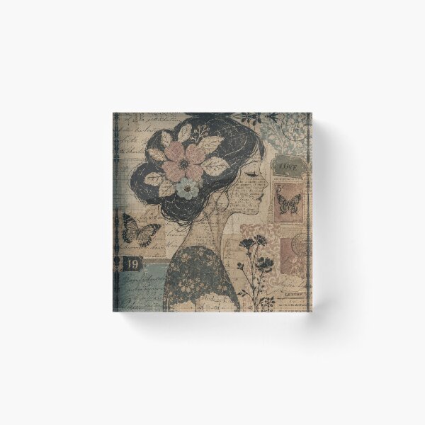 Item preview, Vintage Floral Woman Silhouette Collage designed and sold by LachlanProwse.