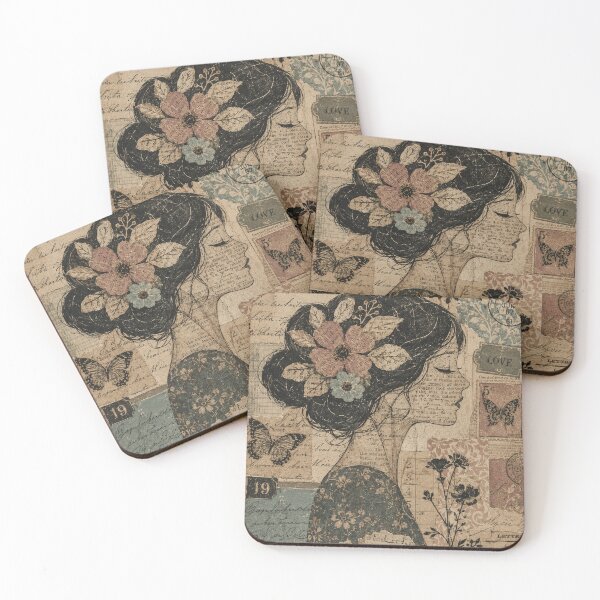 Item preview, Vintage Floral Woman Silhouette Collage designed and sold by LachlanProwse.