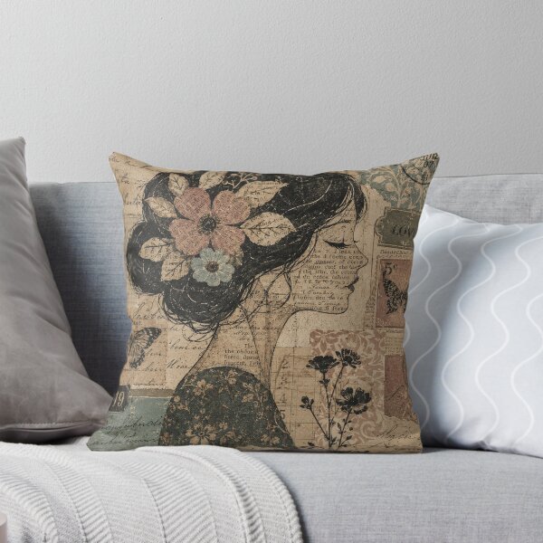 Item preview, Vintage Floral Woman Silhouette Collage designed and sold by LachlanProwse.