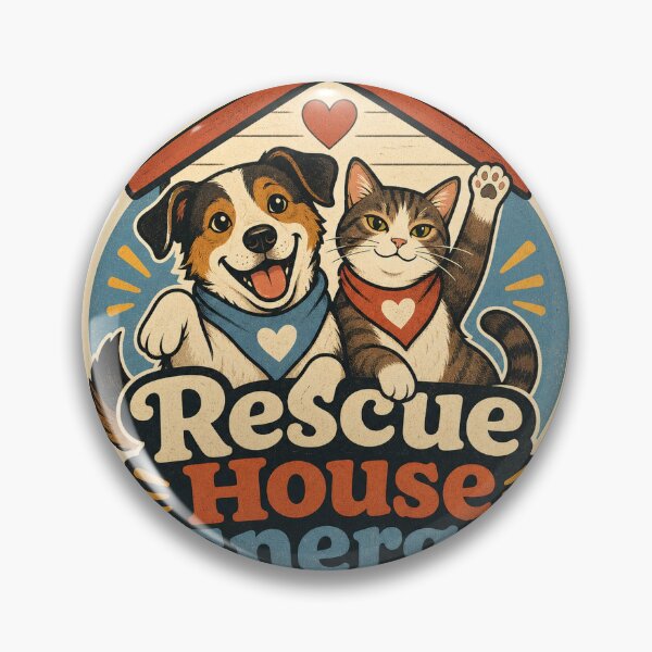 Item preview, Rescue House Energy Pet Lover Badge designed and sold by houseoflushella.