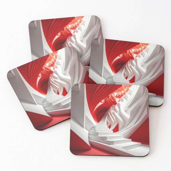 Item preview, Abstract Red and White Staircase  designed and sold by Vicky Brago-Mitchell®.