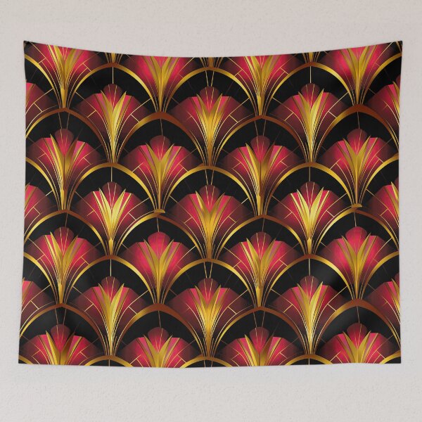 Item preview, Ruby-Red Hues And Golden Art Deco Pattern designed and sold by DEC02.