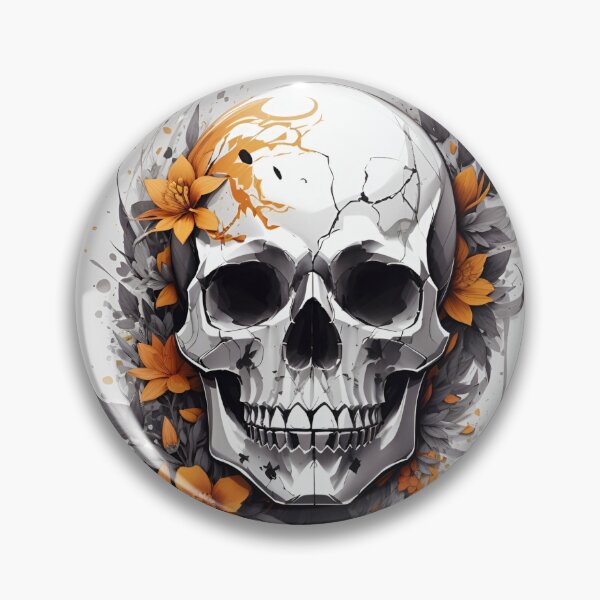 Item preview, Cracked Metallic Skull Framed by Orange Blossoms. designed and sold by NithskeBR.