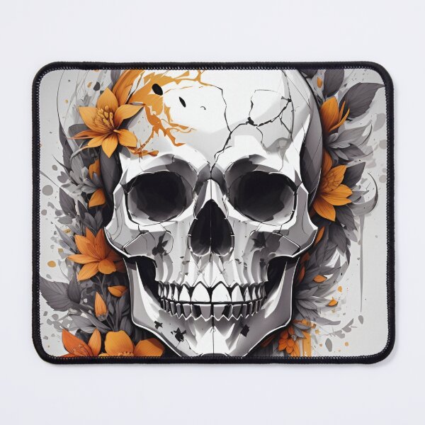 Item preview, Cracked Metallic Skull Framed by Orange Blossoms. designed and sold by NithskeBR.