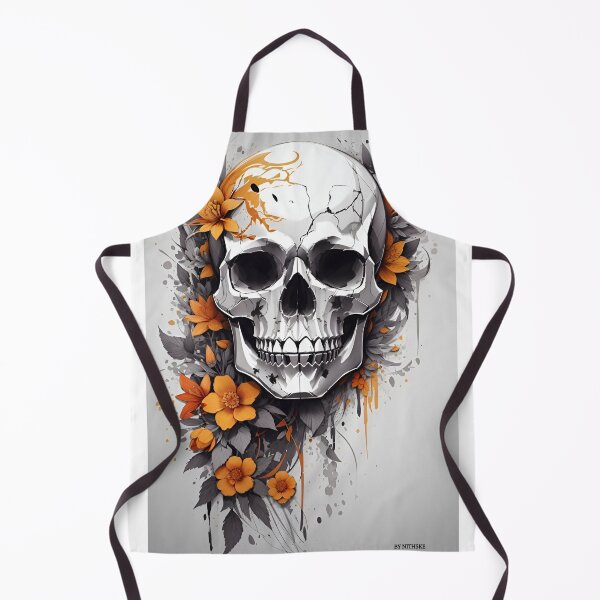 Item preview, Cracked Metallic Skull Framed by Orange Blossoms. designed and sold by NithskeBR.