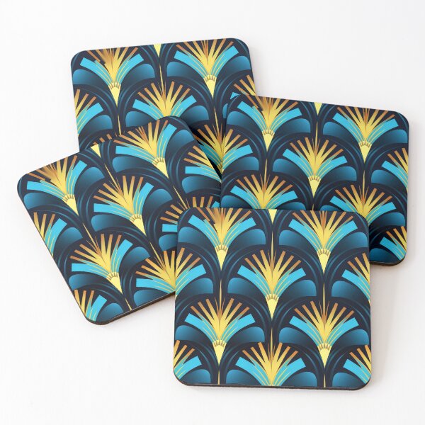 Item preview, Blue, Aqua And Bright Golden Art Deco Pattern designed and sold by DEC02.