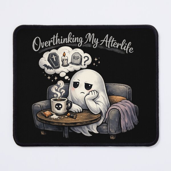 Item preview, Overthinking My Afterlife – Cute Funny Ghost Halloween Design designed and sold by Shadowframe Studios.