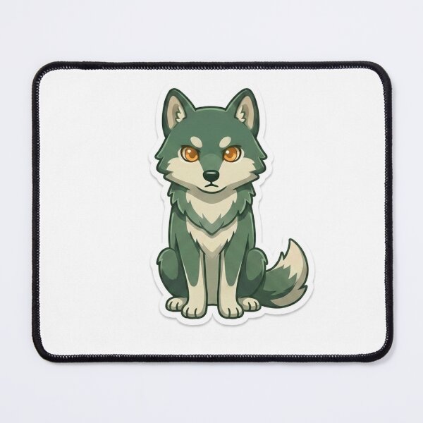 Item preview, Cute Kawaii Sitting Emerald Green Wolf Sticker | Anime Style Fluffy Pup Art | Laptop Sticker | Gift for Animal Lovers designed and sold by Chipkooo.