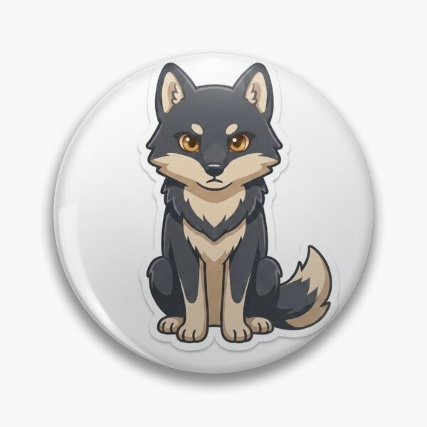 Item preview, Cute Kawaii Sitting Dark Charcoal Grey Wolf Sticker | Anime Style Fluffy Pup Art | Laptop Sticker | Gift for Animal Lovers designed and sold by Chipkooo.