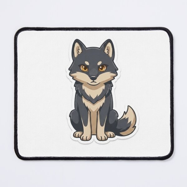 Item preview, Cute Kawaii Sitting Dark Charcoal Grey Wolf Sticker | Anime Style Fluffy Pup Art | Laptop Sticker | Gift for Animal Lovers designed and sold by Chipkooo.