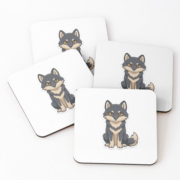 Item preview, Cute Kawaii Sitting Dark Charcoal Grey Wolf Sticker | Anime Style Fluffy Pup Art | Laptop Sticker | Gift for Animal Lovers designed and sold by Chipkooo.