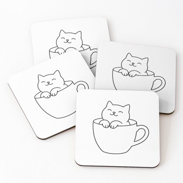 Item preview, Minimalist Coffee Cat Line Art designed and sold by pattman.
