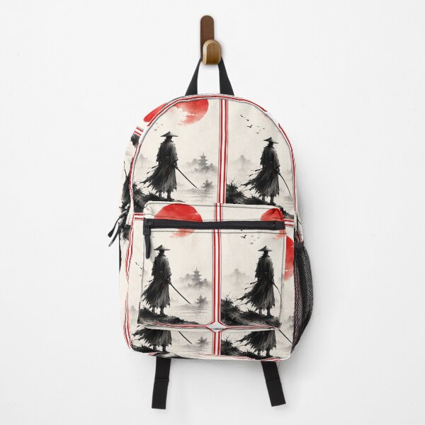 Item preview, Lone Samurai Under Red Enso Sun – Japanese Warrior Ink Wash Art designed and sold by Justin N Studio.