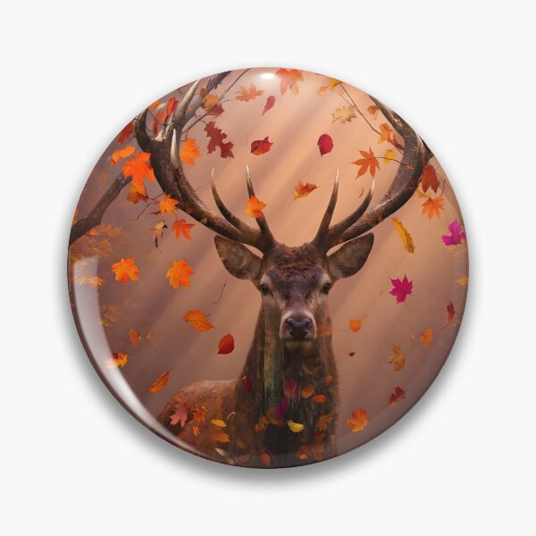 Item preview, Majestic Autumn Stag – Deer Forest Wildlife Wall Art with Falling Autumn Leaves designed and sold by DreamyWallVibes.