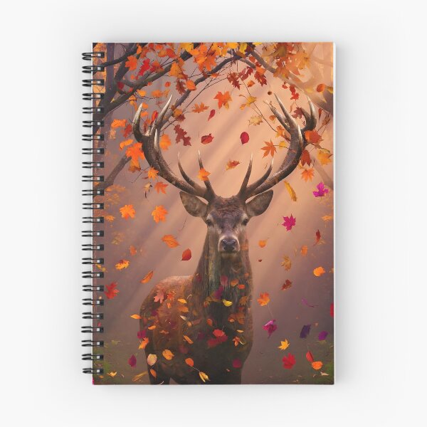 Item preview, Majestic Autumn Stag – Deer Forest Wildlife Wall Art with Falling Autumn Leaves designed and sold by DreamyWallVibes.