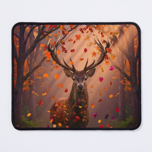 Item preview, Majestic Autumn Stag – Deer Forest Wildlife Wall Art with Falling Autumn Leaves designed and sold by DreamyWallVibes.