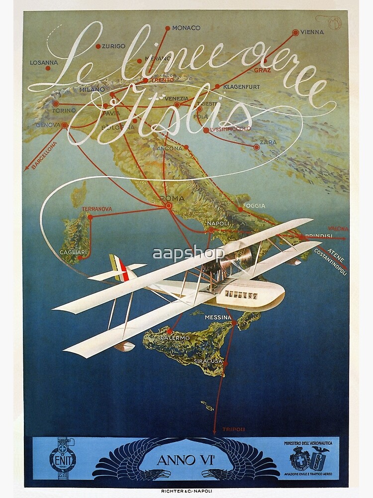 Vintage 1920s island plane shuttle Italian travel | Poster