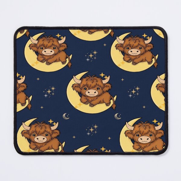 Item preview, Fluffy Highland Cow laying on moon designed and sold by st7nnlng.