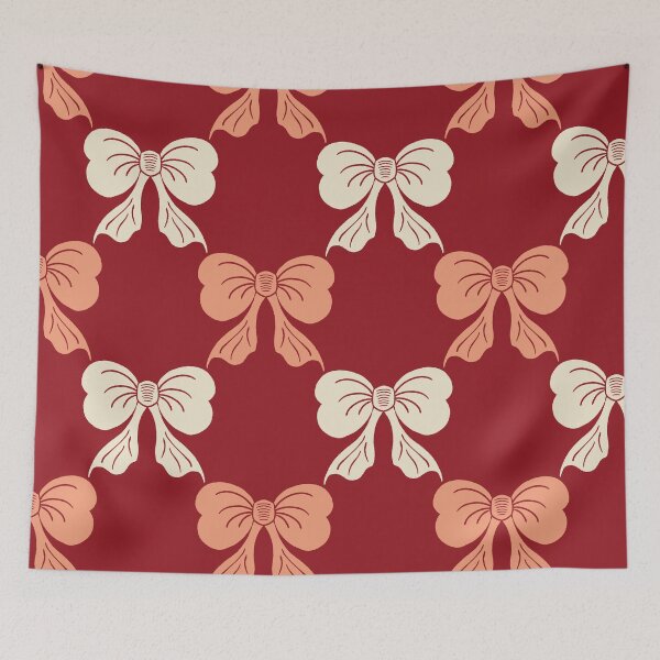 Item preview, Large Vintage Bow Trellis Pattern Deep Red Romantic designed and sold by DColourMuse.