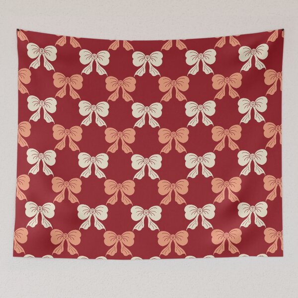 Item preview, Medium Vintage Bow Trellis Pattern Deep Red Romantic designed and sold by DColourMuse.