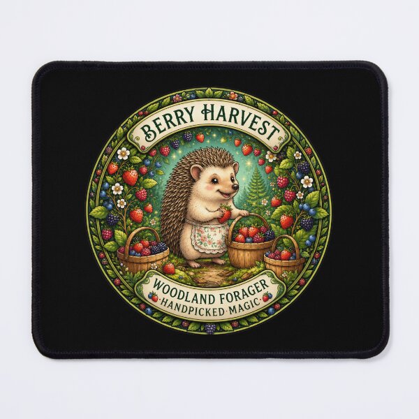 Item preview, Berry Harvest Woodland Forager | Cute Hedgehog Picking Berries | Cottagecore Forest Animal | Strawberry & Blackberry Nature Gift designed and sold by MrDev.