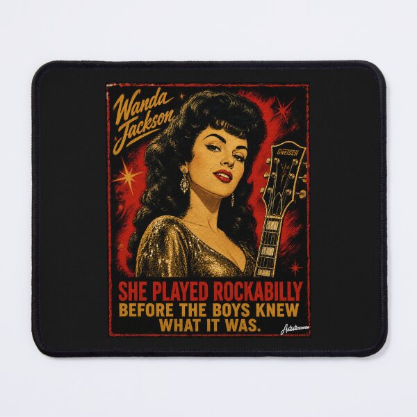 Item preview, Wanda Jackson Queen of Rockabilly Fire Red Gold Vintage Poster Art designed and sold by Artisticanvas.
