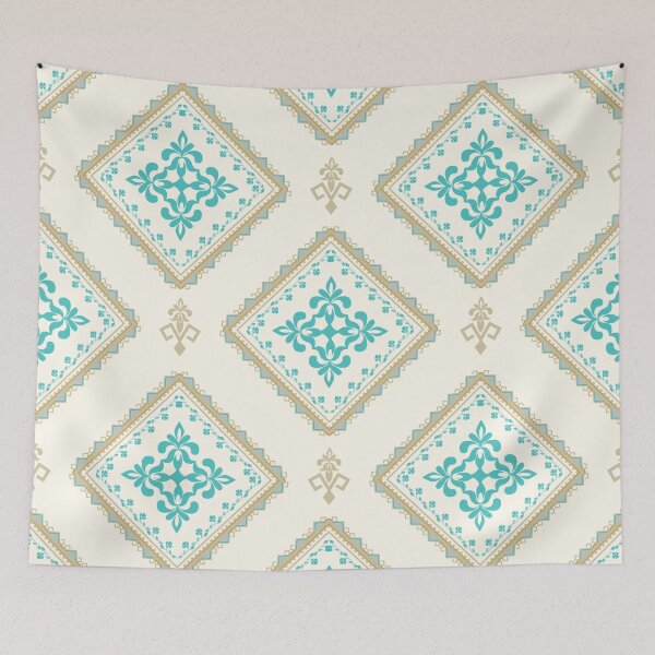 Item preview, Elegant Teal and Gold Vintage Damask Diamond Pattern designed and sold by Aumpuk.