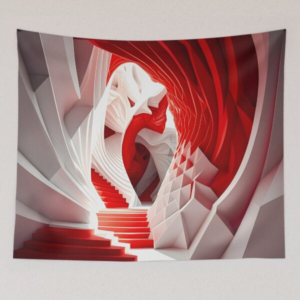 Item preview, Abstract Red and White Hallway designed and sold by Vicky Brago-Mitchell®.