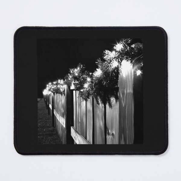 Item preview, Christmas Lights and Evergreen Garland on Rustic Wooden Fence designed and sold by inkoutninja.