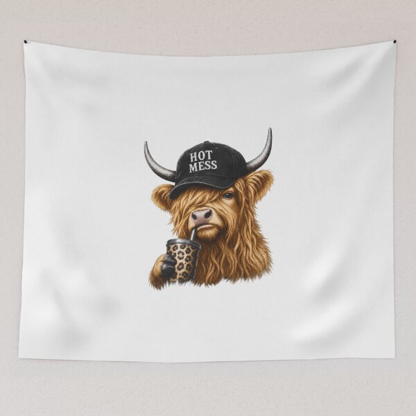 Item preview, Hot Mess Highland Cow , Funny Cow & Coffee designed and sold by osanegulja5.