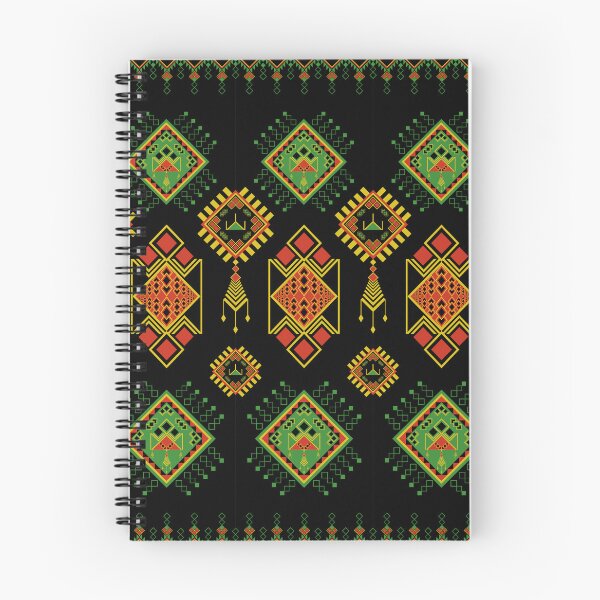Item preview, Vibrant Red Green and Yellow Aztec Tribal Pattern on Black designed and sold by Aumpuk.