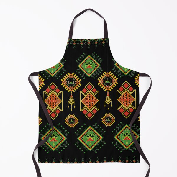 Item preview, Vibrant Red Green and Yellow Aztec Tribal Pattern on Black designed and sold by Aumpuk.
