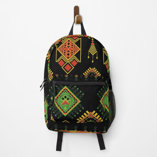 Item preview, Vibrant Red Green and Yellow Aztec Tribal Pattern on Black designed and sold by Aumpuk.